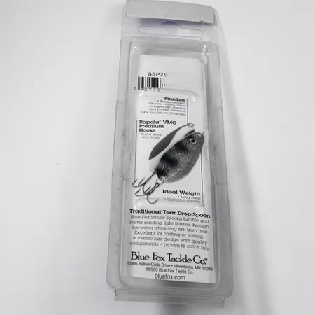 Blue Fox Strobe Tear Drop Lepel, Zwart/Wit, 11g, VMC-haak, #1979