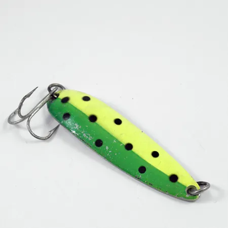 Luhr Jensen Krocodile Die #4 Lepel, Geel/Groen/Nikkel, 14g, #1983