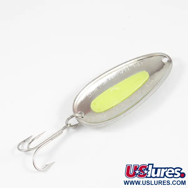 Blue Fox Pixee Lepel, Gehamerd nikkel / Geel, 24g, Zalmeneitje, #1986