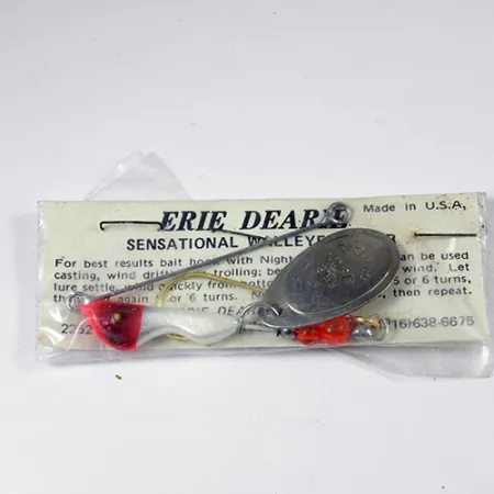 Erie Dearie Walleye Killer Spinner, Nikkel/Wit/Rood, 14g, #2008