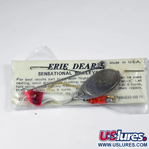 Erie Dearie Walleye Killer Spinner, Nikkel/Wit/Rood, 14g, #2008