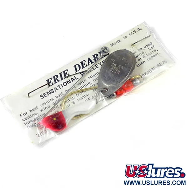 Erie Dearie Walleye Killer Spinner, Nikkel/Wit/Rood, 14g, #2008