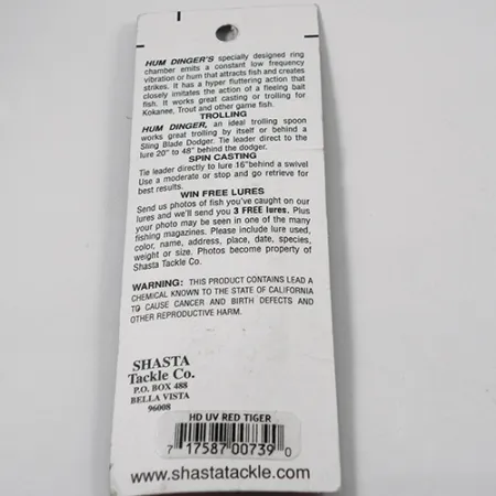 Shasta Humdinger UV Lepel, Red Tiger / Nickel / Rood, 4g, UV, #2050