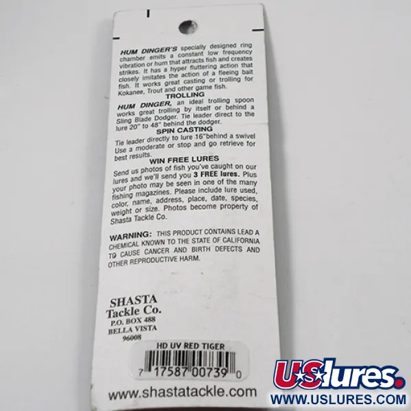 Shasta Humdinger UV Lepel, Red Tiger / Nickel / Rood, 4g, UV, #2050
