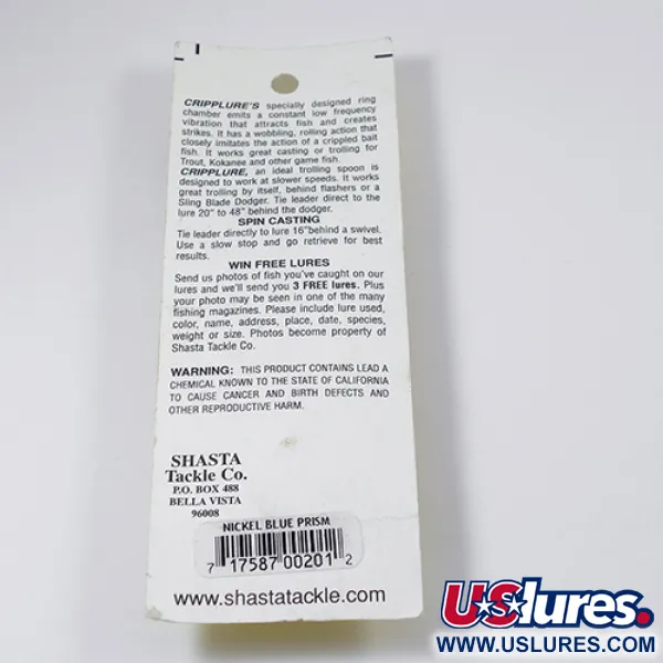 Shasta Cripplure Lepel, Nikkel/Blauw, 7g, Trillingskamer, #2103