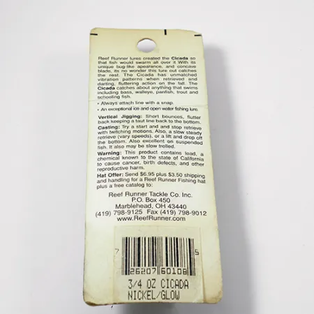 Reef Runner Cicada Blade Bait, Nikkel, 21g, Vintage USA, #2157