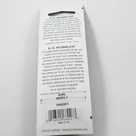 Acme K.O. Wobbler UV Lepel, Nikkel/UV-strip, 21g, UV-Glow, #2216