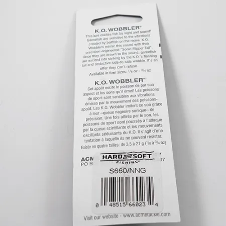 Acme K.O. Wobbler Lepel, Nickel / Green, 7g, Sonic Flipper Tail, #3025