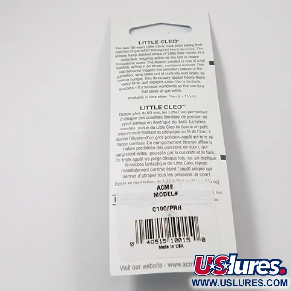 Acme Little Cleo Lepel, Wit / Rood, 9,5g, Ongebruikt, #2219