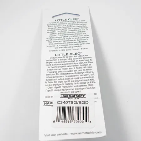 Acme Little Cleo Glow Lepel, Blauw-Groen, 21g, UV-reactief, #C340TSG/BGD