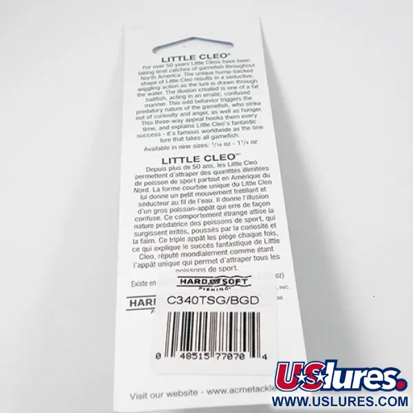 Acme Little Cleo Glow Lepel, Blauw-Groen, 21g, UV-reactief, #C340TSG/BGD