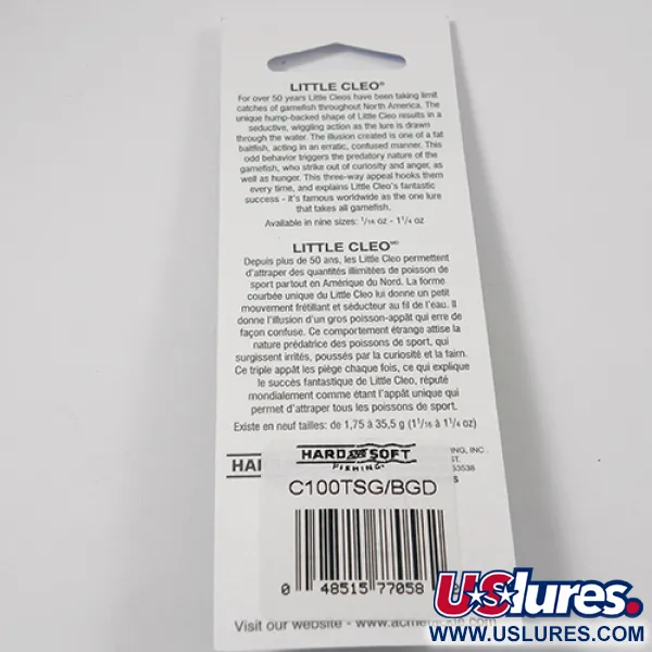 Acme Little Cleo Lepel, Nikkel/Groen/Glow/UV, 9,5g, gebocheld, #2224