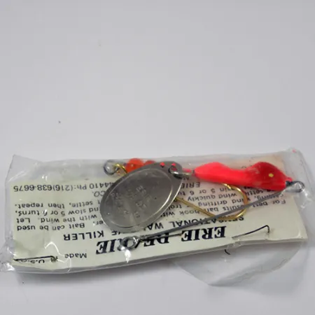 Erie Dearie Walleye Killer Spinner, Nikkel / Rood, 9g, Vintage, #2226