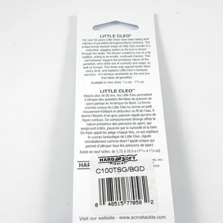 Acme Little Cleo Glow Lepel, Nikkel/Groen/Glow, 9,5g, UV-licht, #2246