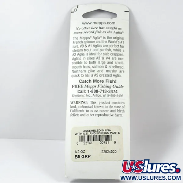 Mepps Aglia 5 Spinner, Platinum Green, 14g, Attractor Sleeve, #2281