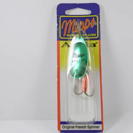 Mepps Aglia 5 Spinner, Platinum Green, 14g, Attractor Sleeve, #2281