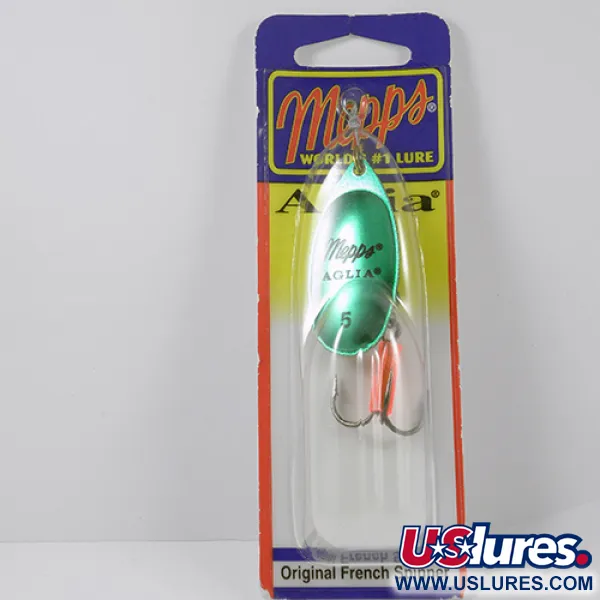 Mepps Aglia 5 Spinner, Platinum Green, 14g, Attractor Sleeve, #2281