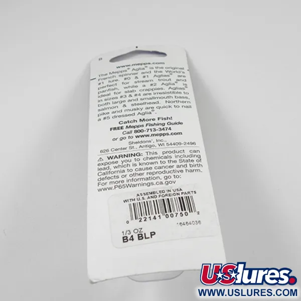 Mepps Aglia 4 Platinum Spinner, Platinum Blauw, 9g, Frans Blad, #2361