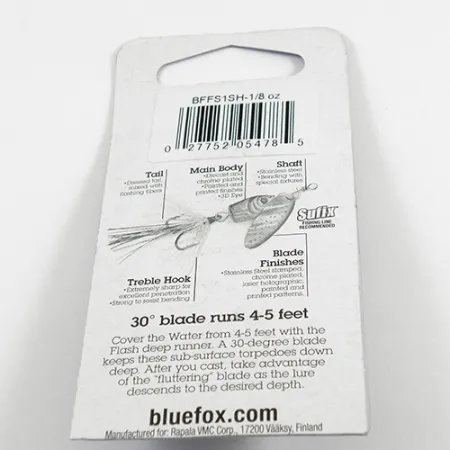 Blue Fox Flash Deep Runner Spinner, Zilver/Regenboog, 4g, #2409