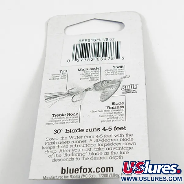 Blue Fox Flash Deep Runner Spinner, Zilver/Regenboog, 4g, #2409