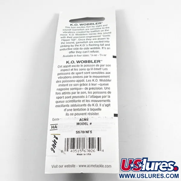 Acme K.O. Wobbler UV Lepel, Nikkel/UV Orange, 14g, UV-actief, #2446