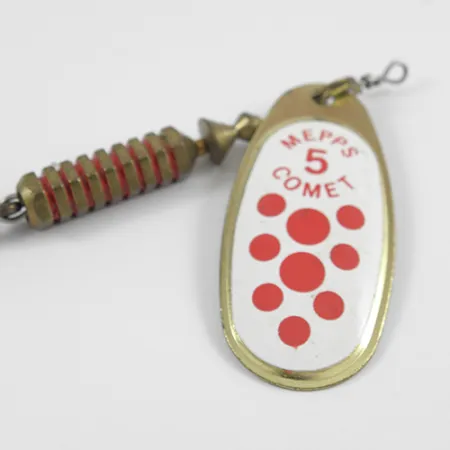 Mepps Comet 5 Dressed Spinner, Wit/Rood/Messing, 13g, Wisselhaak, #2567