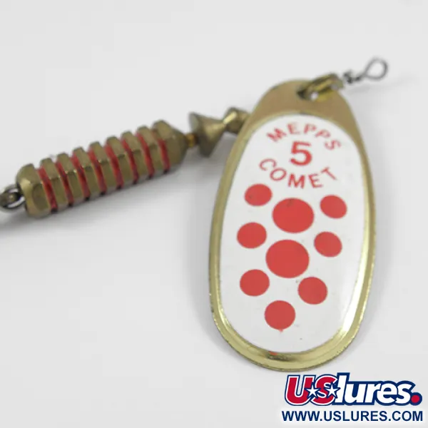 Mepps Comet 5 Dressed Spinner, Wit/Rood/Messing, 13g, Wisselhaak, #2567