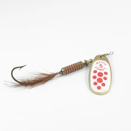 Mepps Comet 5 Dressed Spinner, Wit/Rood/Messing, 13g, Wisselhaak, #2567