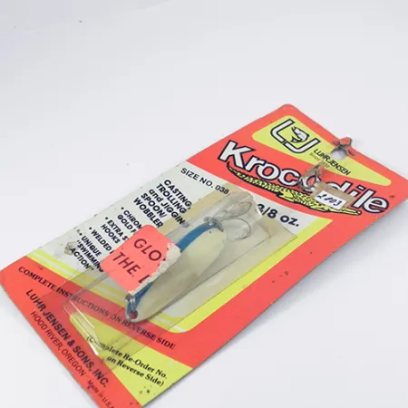 Luhr Jensen Krocodile Die #3 Glow Lepel, Wit/Blauw, 14g, #2803