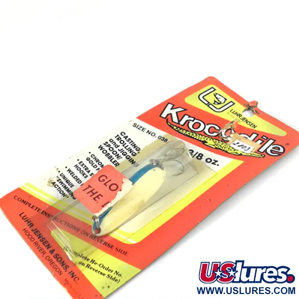 Luhr Jensen Krocodile Die #3 Glow Lepel, Wit/Blauw, 14g, #2803