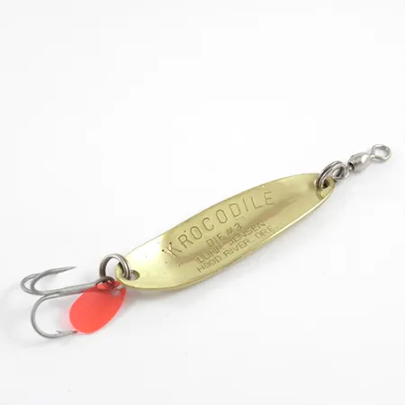 Luhr Jensen Krocodile Die #3 Lepel, Messing/Rood, 10g, Gehamerd, #2870