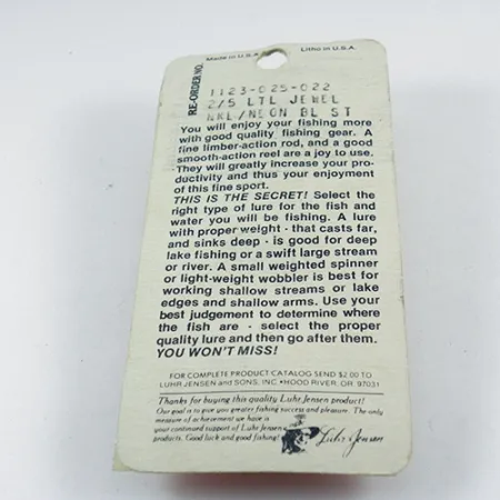 Luhr Jensen Little Jewel Lepel, Nikkel/Blauw, 14g, Vintage, #2883