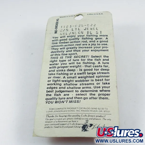 Luhr Jensen Little Jewel Lepel, Nikkel/Blauw, 14g, Vintage, #2883