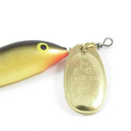 Blue Fox Vibrax Minnow Spin 2 Spinner, Goud, 7g, Verguld blad, #3032