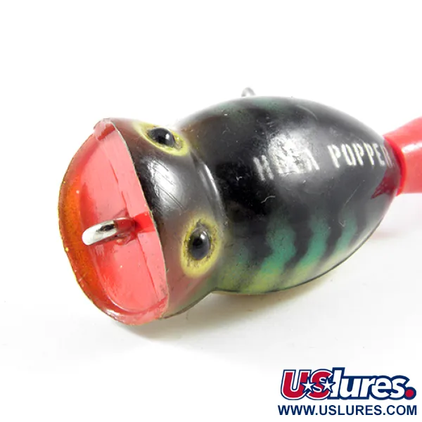 Fred Arbogast Hula Popper Oppervlakte-aas, Fire Tiger, 8g, #3078