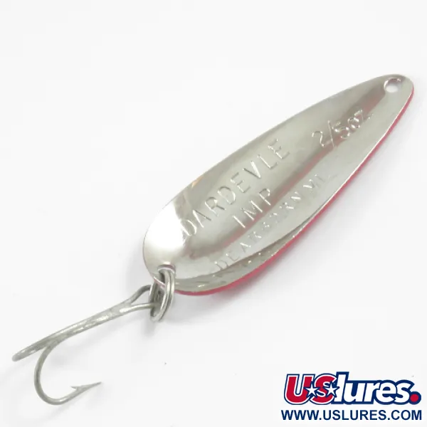 Dardevle Imp Lepel, Rood / Wit / Nikkel, 11g, Klassiek Logo, #3107