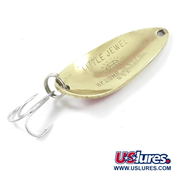 Luhr Jensen Little Jewel Lepel, Goud / Rood, 9g, Vintage, #3174