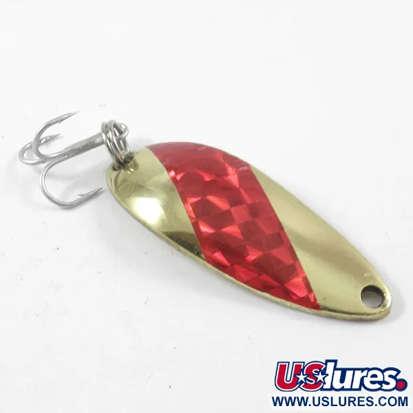 Luhr Jensen Little Jewel Lepel, Goud / Rood, 9g, Vintage, #3174