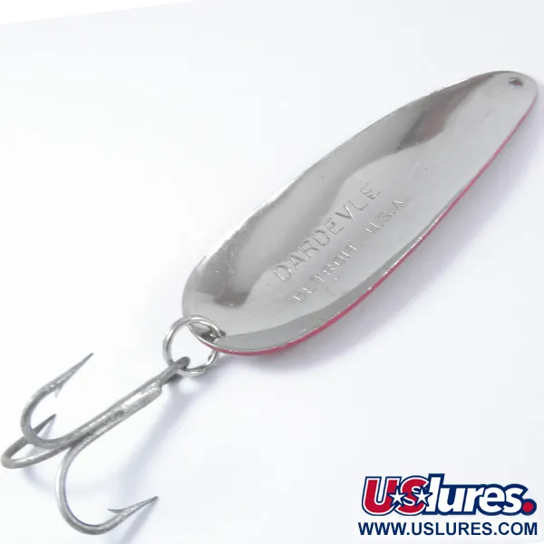 Eppinger Dardevle Lepel, Rood/Wit/Nikkel, 28g, Detroit-stempel, #3381