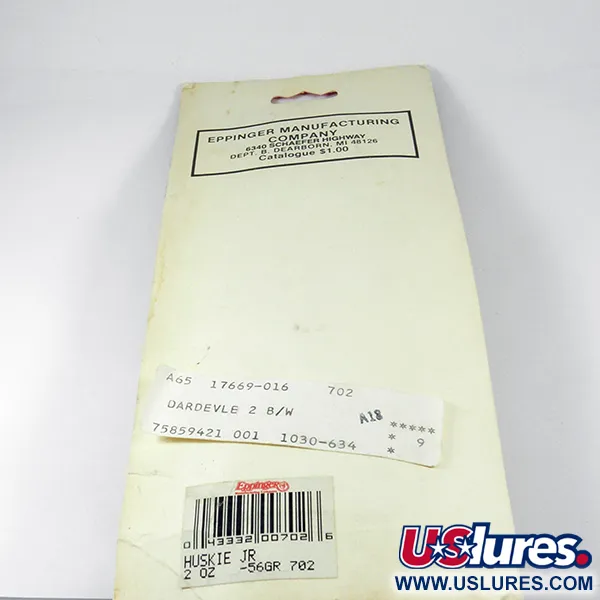 Dardevle Huskie Junior Lepel, Zwart/Wit/Nikkel, 58g, #3537