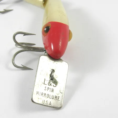 MirrOlure Jointed Bait, Rood / Wit, 4g, Metalen Duiklip, #3588