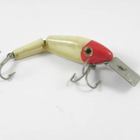 MirrOlure Jointed Bait, Rood / Wit, 4g, Metalen Duiklip, #3588