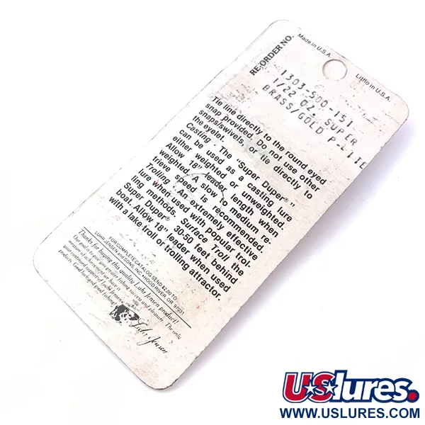 Luhr Jensen Super-Duper 500 Lepel, Goud / Rood, 1,4g, Vintage, #3932