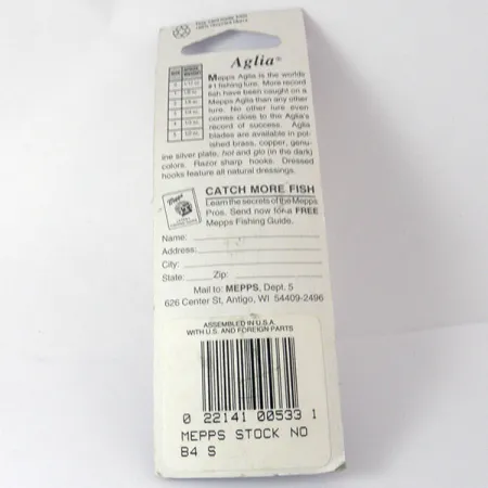 Mepps Aglia 4 Spinner, Zilver, 9.4g, Rood Slangetje, #3942