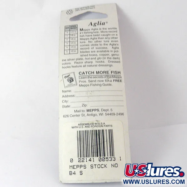 Mepps Aglia 4 Spinner, Zilver, 9.4g, Rood Slangetje, #3942