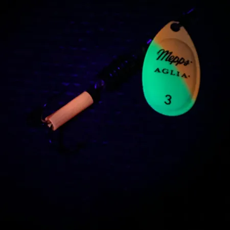 Mepps Aglia 3 UV Spinner, Geel/Oranje/Goud UV, 7g, Fluorescerend, #3983
