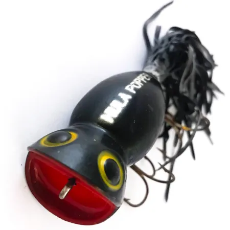 Fred Arbogast Hula Popper Topwater, Zwart/Rood, 14g, Skirt, #4165