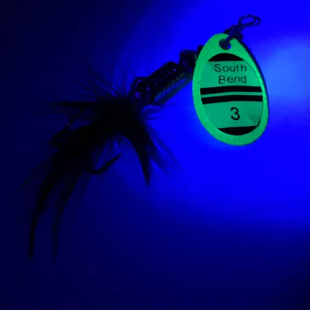 South Bend 3 UV Spinner, UV-Groen, 7g, Gedresseerde Dreg, #4186