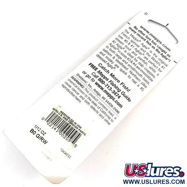 Mepps Aglia 0 Spinner, Rood/Wit, 2.5g, Gestreepte Blad, #4364