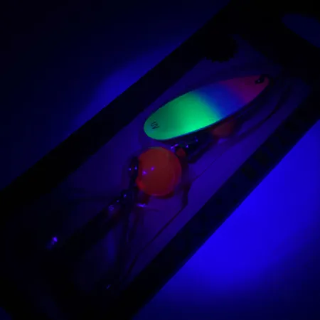 Yakima Bait Flash-GLO Spinner, Rood/Wit/Groen/Geel, 7g, UV, #4365